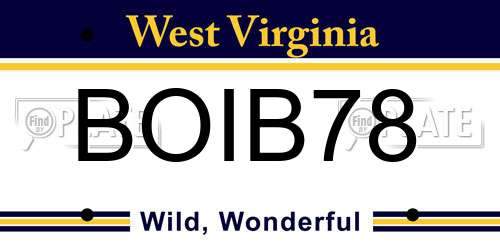 BOIB78 West Virginia License Plate