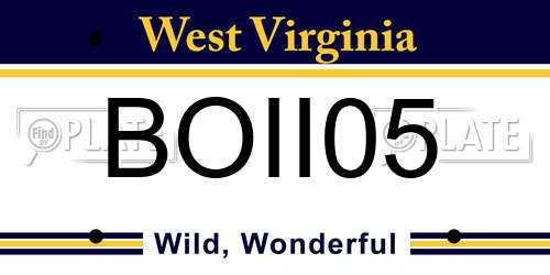 BOII05 West Virginia License Plate