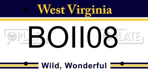 BOII08 West Virginia License Plate