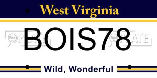 BOIS78 West Virginia License Plate