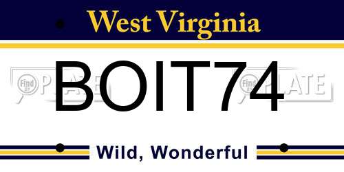 BOIT74 West Virginia License Plate