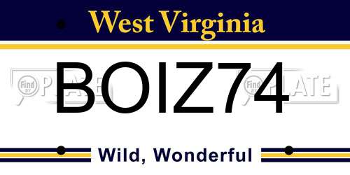 BOIZ74 West Virginia License Plate