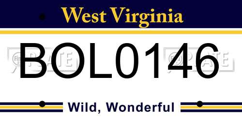 BOL0146 West Virginia License Plate
