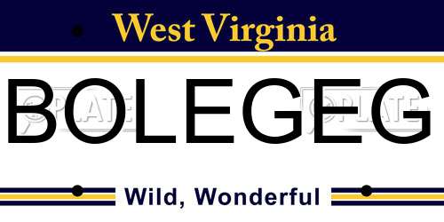 BOLEGEG West Virginia License Plate