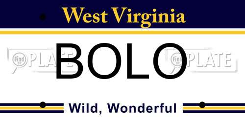 BOLO West Virginia License Plate