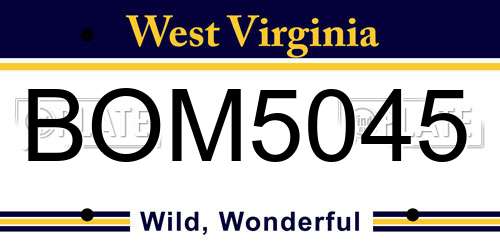 BOM5045 West Virginia License Plate