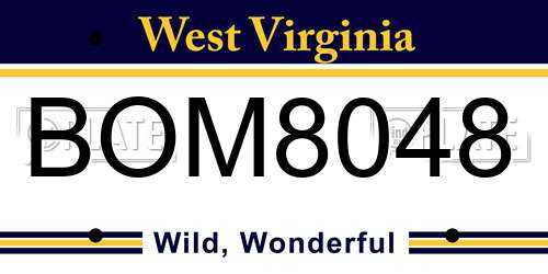 BOM8048 West Virginia License Plate