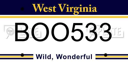 BOO533 West Virginia License Plate