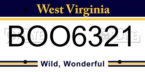 BOO6321 West Virginia License Plate