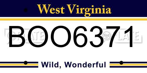 BOO6371 West Virginia License Plate