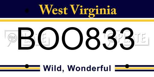 BOO833 West Virginia License Plate