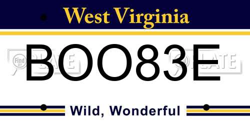 BOO83E West Virginia License Plate