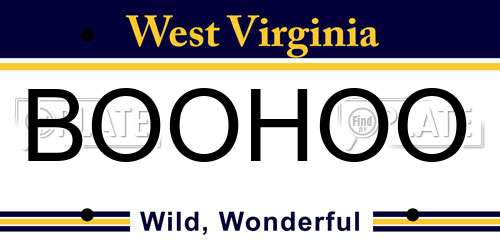 BOOHOO West Virginia License Plate