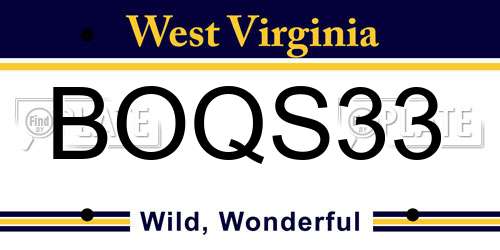BOQS33 West Virginia License Plate