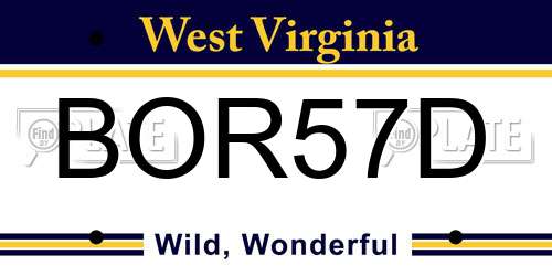 BOR57D West Virginia License Plate