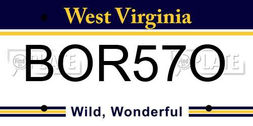 BOR57O West Virginia License Plate