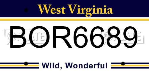 BOR6689 West Virginia License Plate