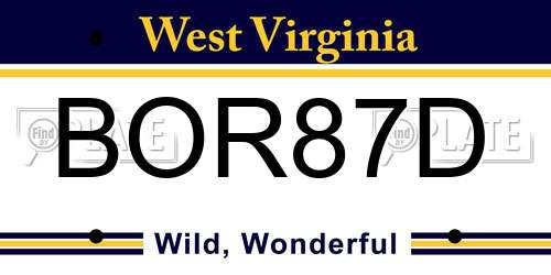 BOR87D West Virginia License Plate
