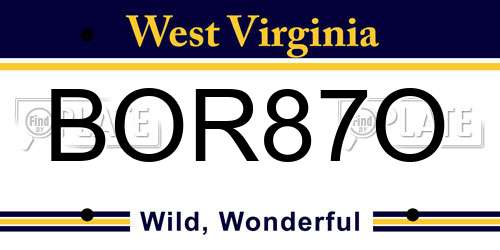 BOR87O West Virginia License Plate