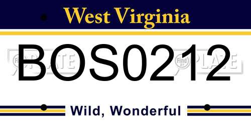 BOS0212 West Virginia License Plate