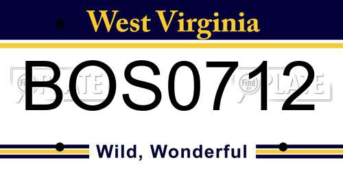 BOS0712 West Virginia License Plate