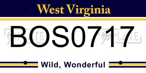 BOS0717 West Virginia License Plate