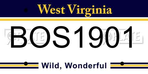 BOS1901 West Virginia License Plate