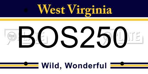 BOS250 West Virginia License Plate
