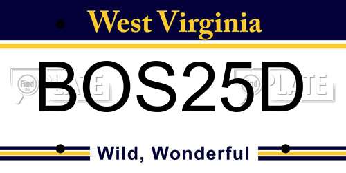BOS25D West Virginia License Plate