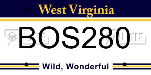 BOS280 West Virginia License Plate