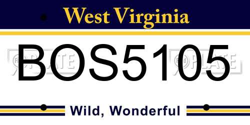 BOS5105 West Virginia License Plate