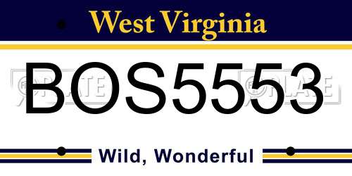 BOS5553 West Virginia License Plate