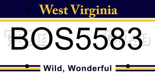 BOS5583 West Virginia License Plate