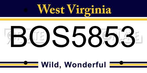 BOS5853 West Virginia License Plate