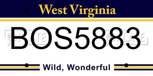 BOS5883 West Virginia License Plate