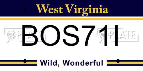 BOS71I West Virginia License Plate