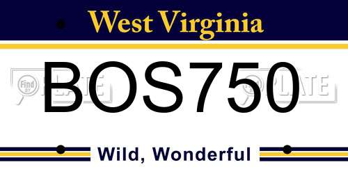 BOS750 West Virginia License Plate