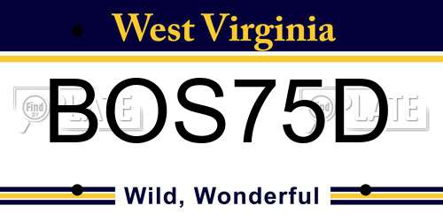 BOS75D West Virginia License Plate