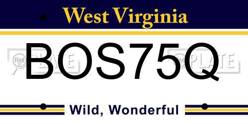 BOS75Q West Virginia License Plate