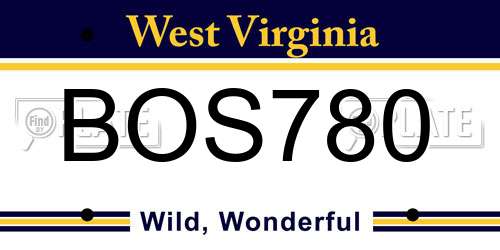 BOS780 West Virginia License Plate