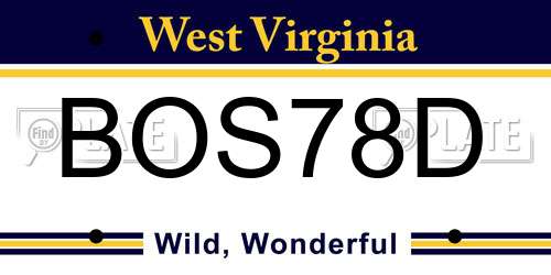 BOS78D West Virginia License Plate