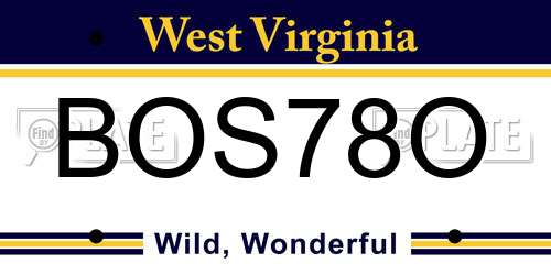 BOS78O West Virginia License Plate