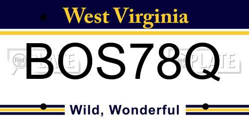 BOS78Q West Virginia License Plate
