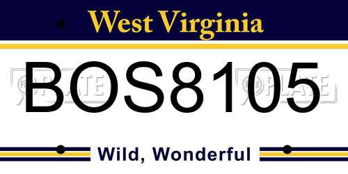 BOS8105 West Virginia License Plate