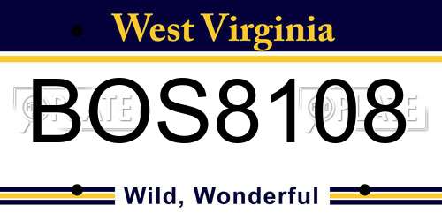 BOS8108 West Virginia License Plate