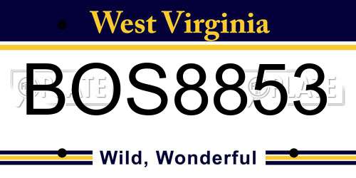 BOS8853 West Virginia License Plate
