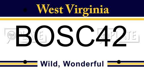 BOSC42 West Virginia License Plate