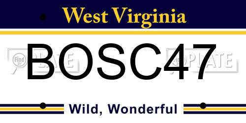 BOSC47 West Virginia License Plate
