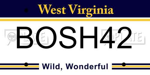 BOSH42 West Virginia License Plate