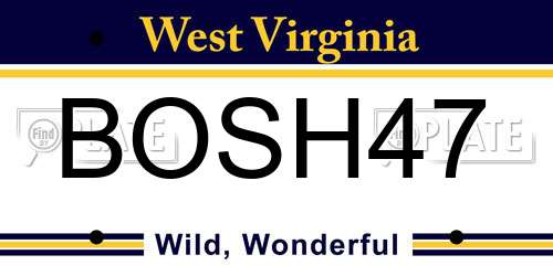 BOSH47 West Virginia License Plate